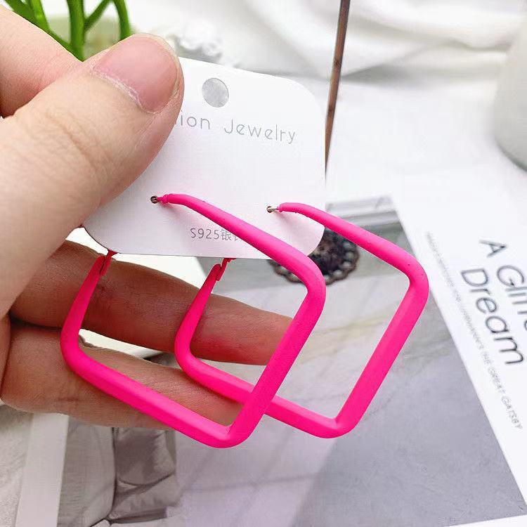 Wholesale Candy Colored Baking Paint Geometric Earrings