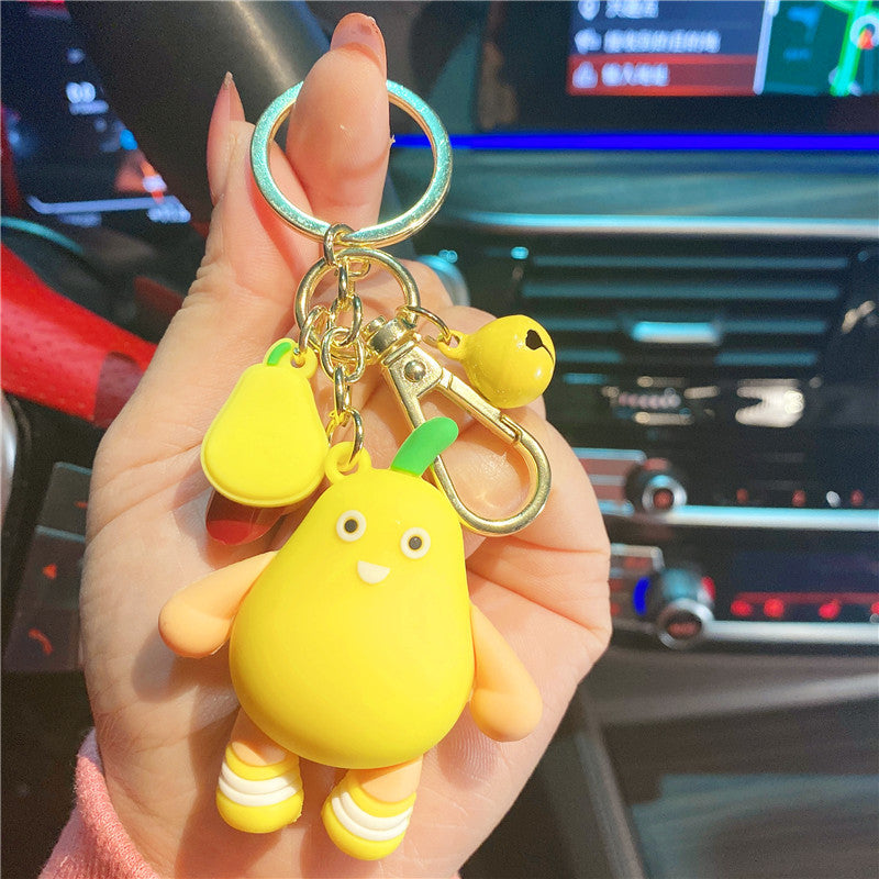 Fruta al por mayor durian mandarina aguacate pvc keychains