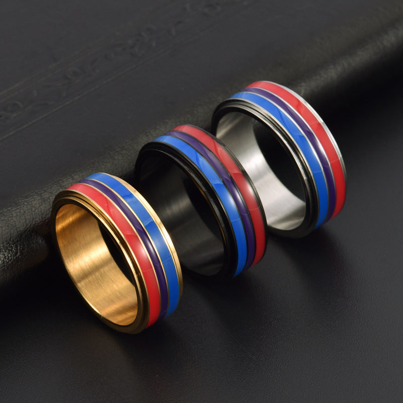 Wholesale Titanium Steel Rainbow Gay Rotatable Ring