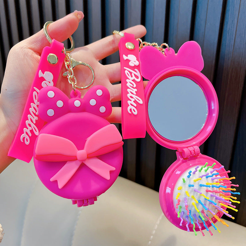 Wholesale Pink Vanity Mirror Girl Portable Keychain