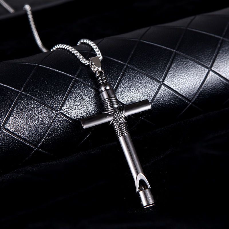 Wholesale  Retro Color-free Male Decoration Cross Pendant Necklace Simple Woolen Chain