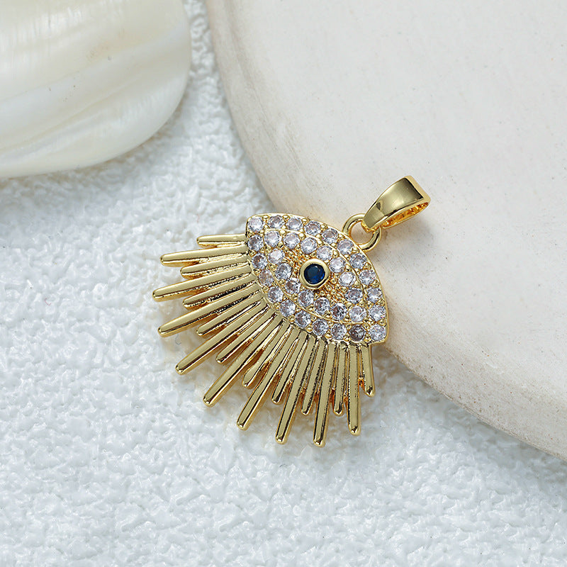 Wholesale Fully Inlaid Zirconia Devil's Eye Necklace DIY Pendant