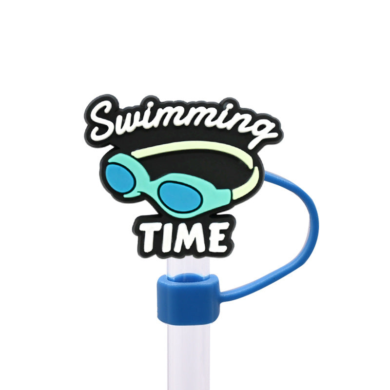 Wholesale Random 100pcs 10MM swimming dust plug straw hat creative DIY cup straw accessories