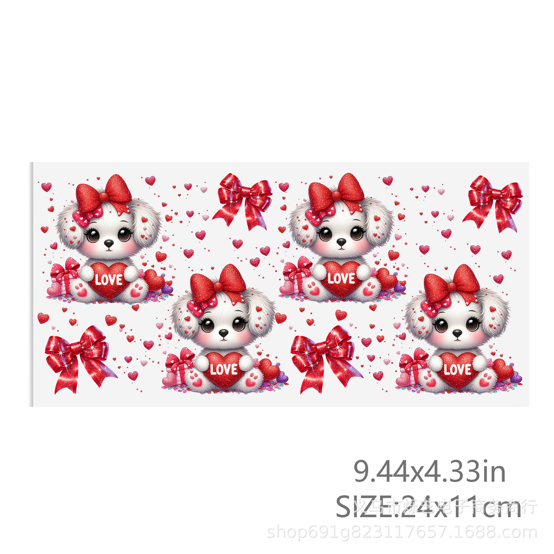 Wholesale Dog Love Valentine' s Day 16oz Cup UV DTF Wraps