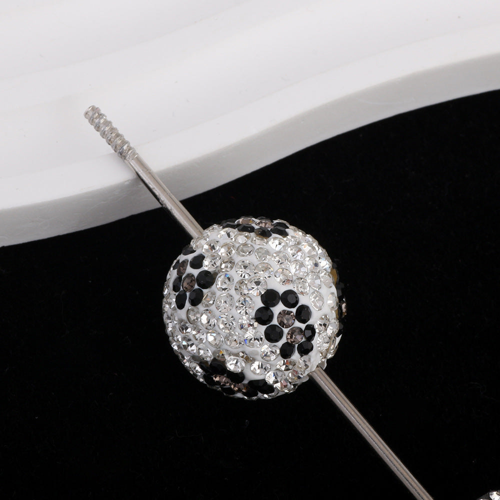 Wholesale 2CM Classic Leopard Print Round Beads with Large Hole,  Polymer Clay Straight Hole Beads,  DIY Phone Keychain Necklace Accessories