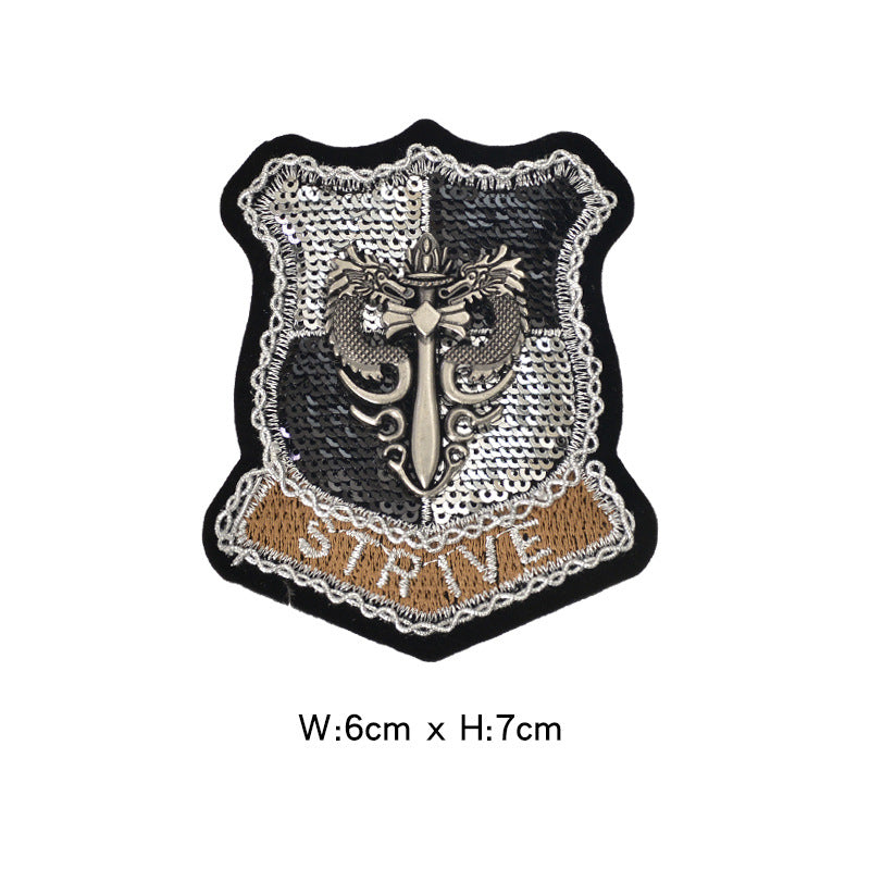 Wholesale Felt Base Sequin 3D Crown Bee Embroidered Patch Badge For Clothing Towel DIY Accessory