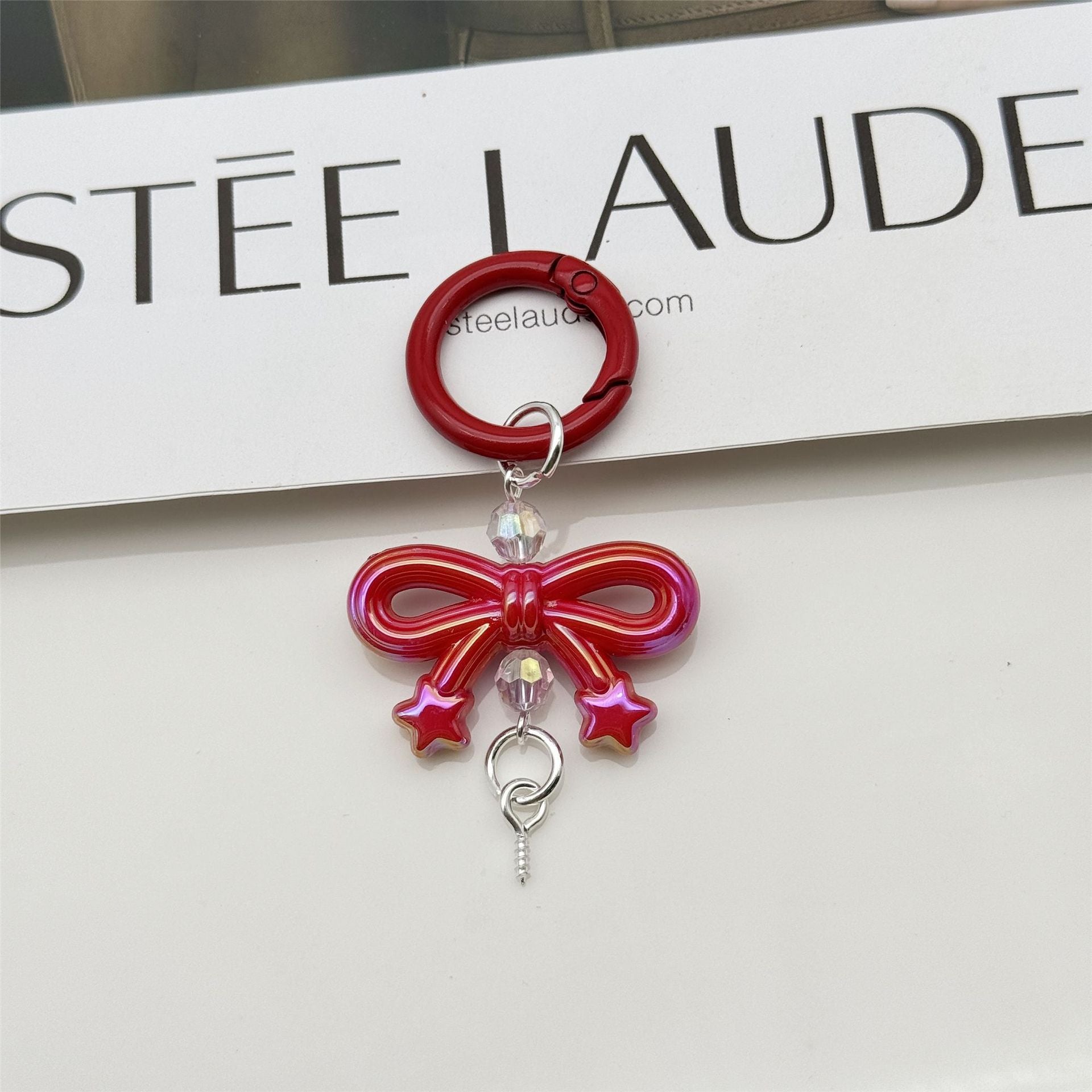 Wholesale Candy Color Bow Keychain Color Spring Buckle Cute Bag Pendant