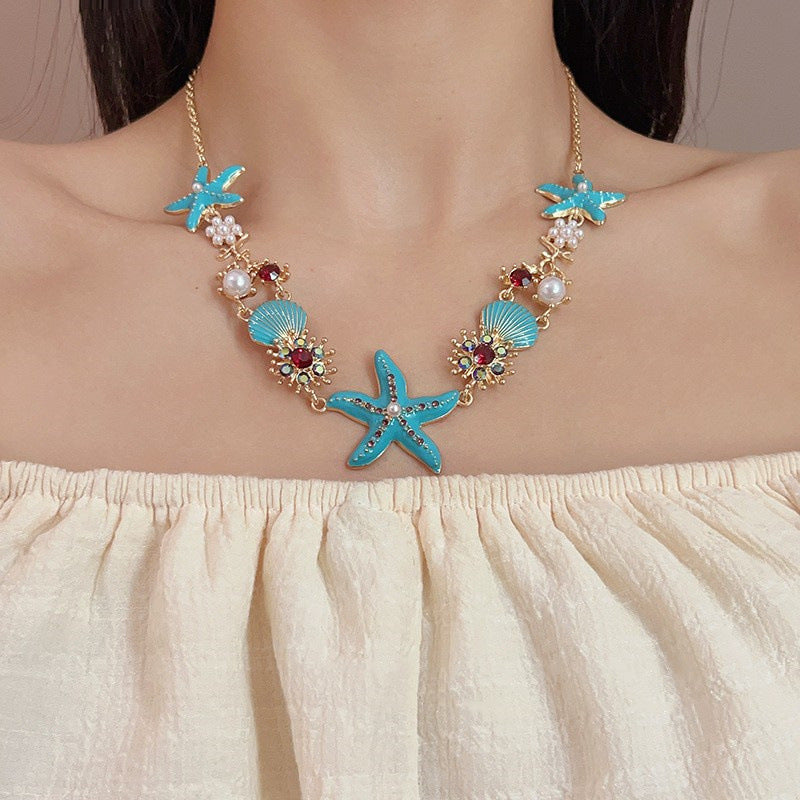 Wholesale Colorful starfish shell pearl necklace