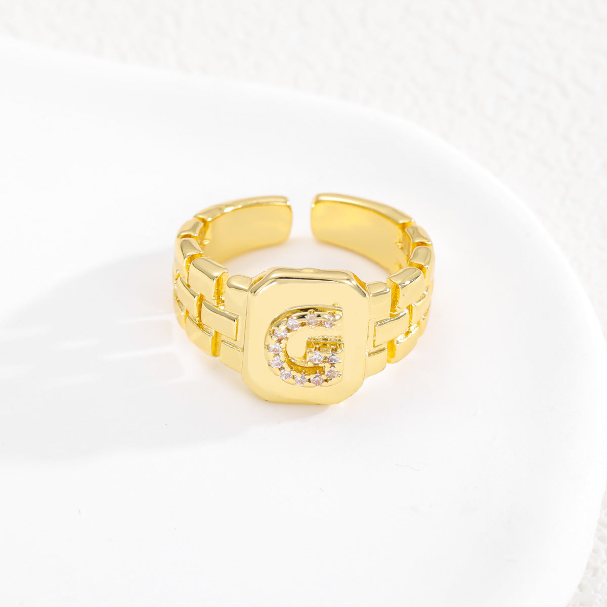 Wholesale Gold plated letter series open ring