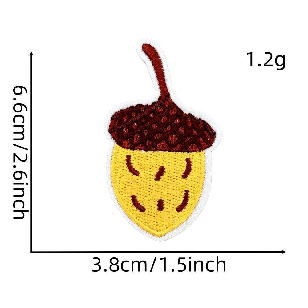 Wholesale Cartoon Autumn Harvest Embroidered Patches Pumpkin Maple Leaf Honey Pot Party Applique Decorative Craft Supply For Clothing Resale