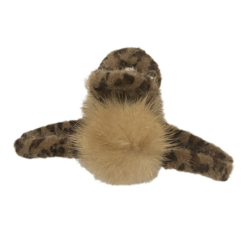 Wholesale Leopard Pattern Plush Claw Clip Shark Clip