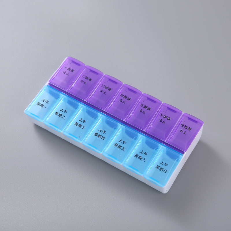 Wholesale PP Double Row Packaging 4-compartment Open Lid Portable Small Medicine Box