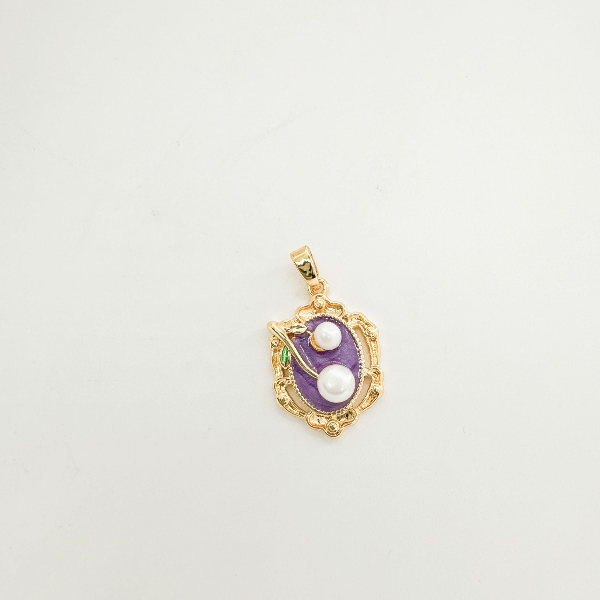 Wholesale Copper antique style enameled tulip flower pendant