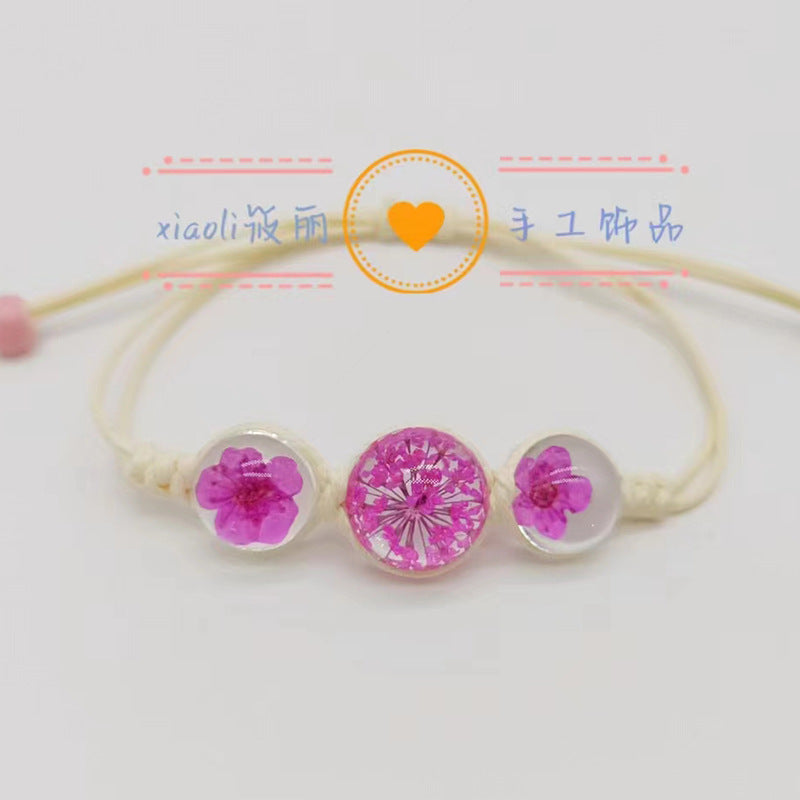 Wholesale Cherry Blossom Hand-woven Real Flower Bracelet