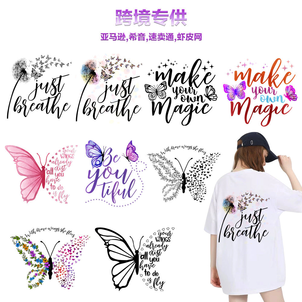 Wholesale 10pcs Butterfly Theme Series White Ink Stamping UV DTF Ready to Press Transfers Wraps