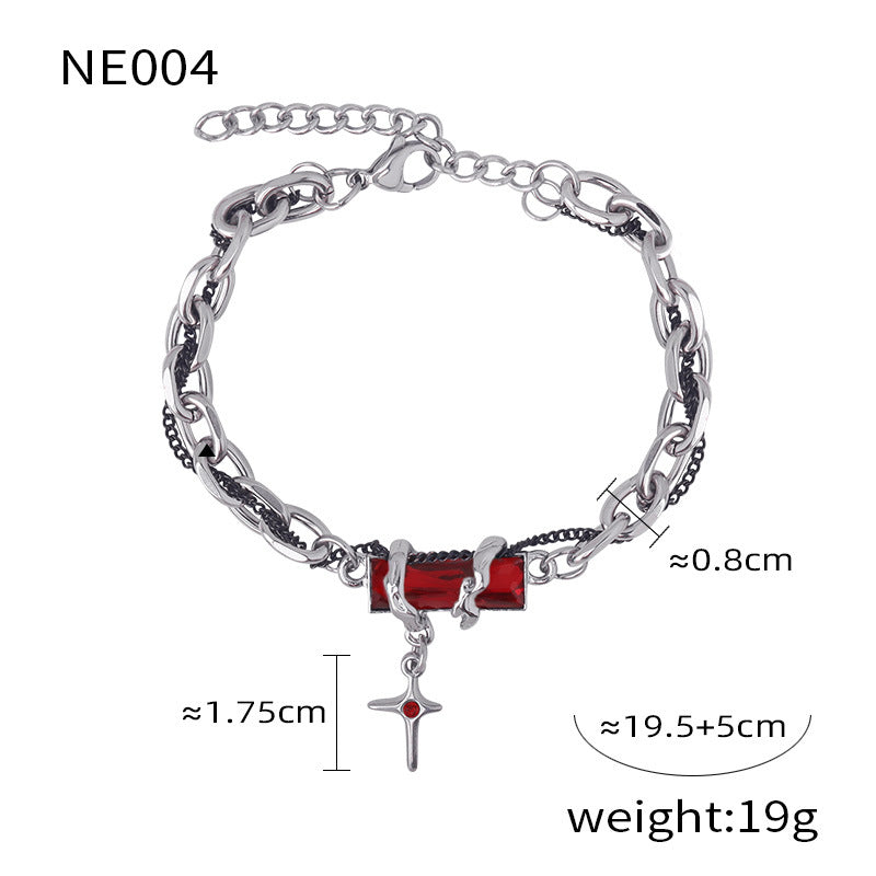 Wholesale  Hip-hop Style Winding Color Zircon Design Sense Cold Style Simple Titanium Steel Jewelry suit