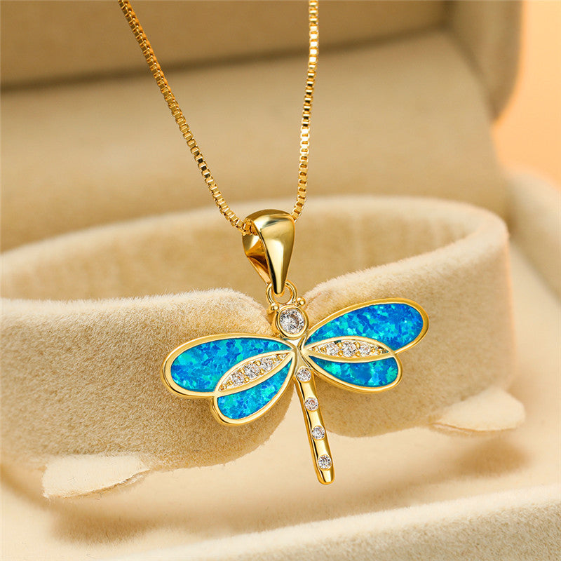 Wholesale vins cold style gold dragonfly necklace