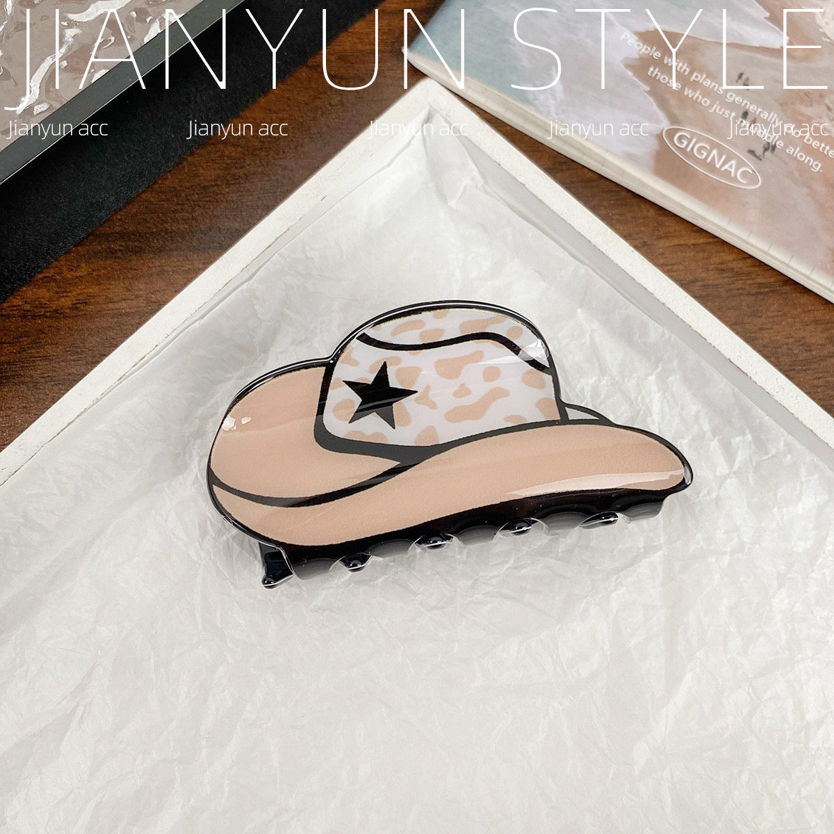Wholesale Western Style Cowboy  Retro Imitation Acetate PVC Hair Clips