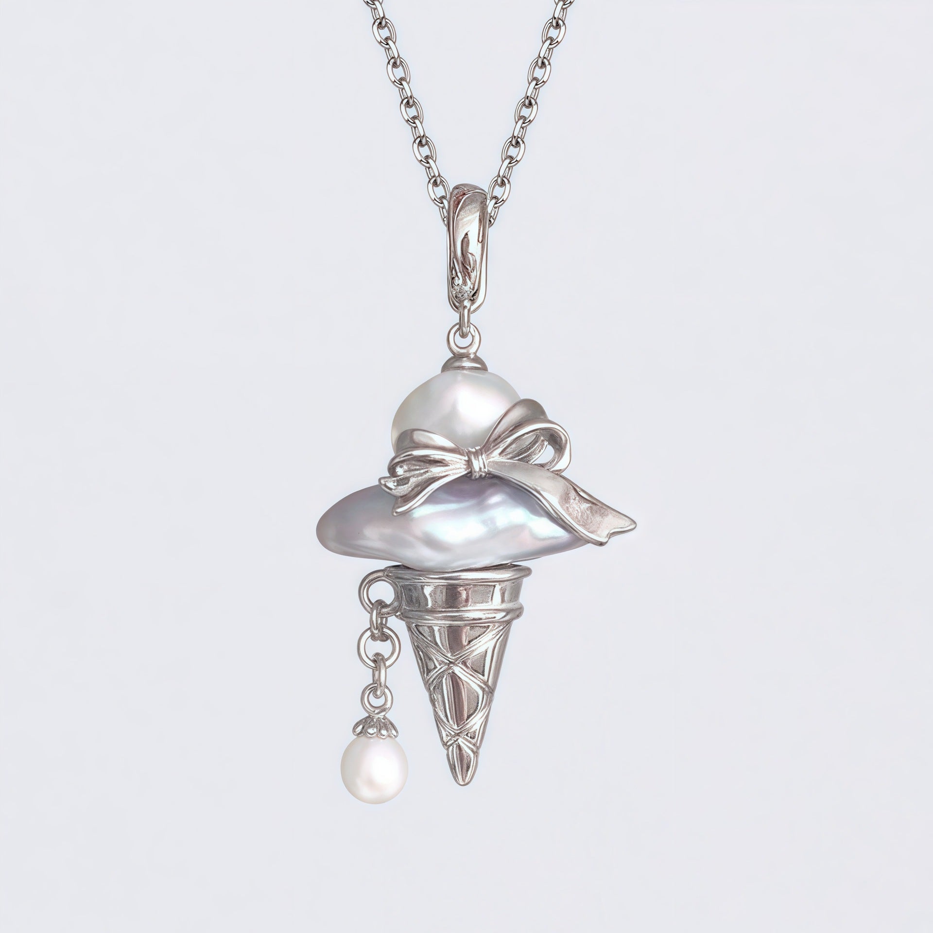 Wholesale Pearl ice cream cone bow pearl cute necklace