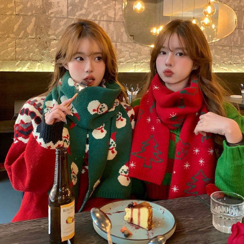 Wholesale Red Christmas Tree Knitted Scarf