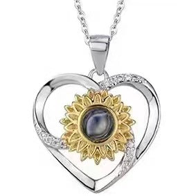 Wholesale Sunflower Love Copper Plated Projection Necklaces