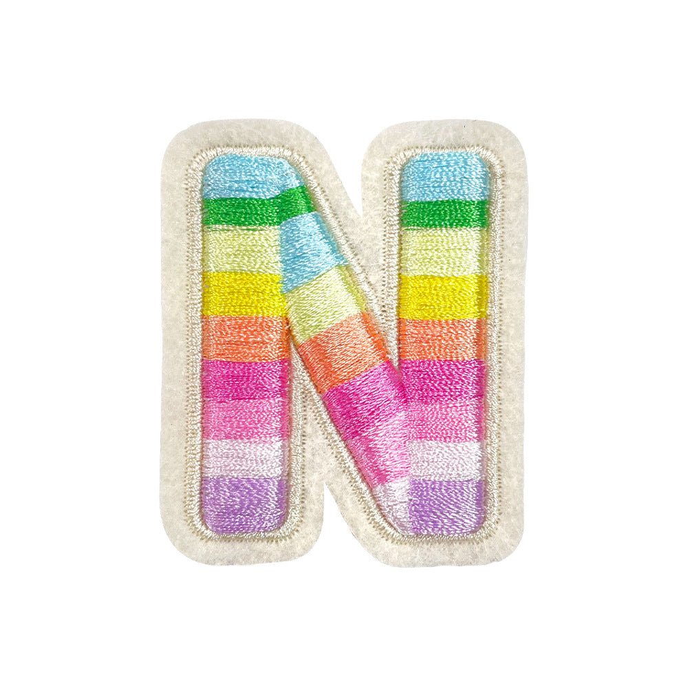 Wholesale Rainbow 3D Embroidered 26 Alphabet Letter Patches Self Adhesive DIY Fashion Accessory For Shoes Hats