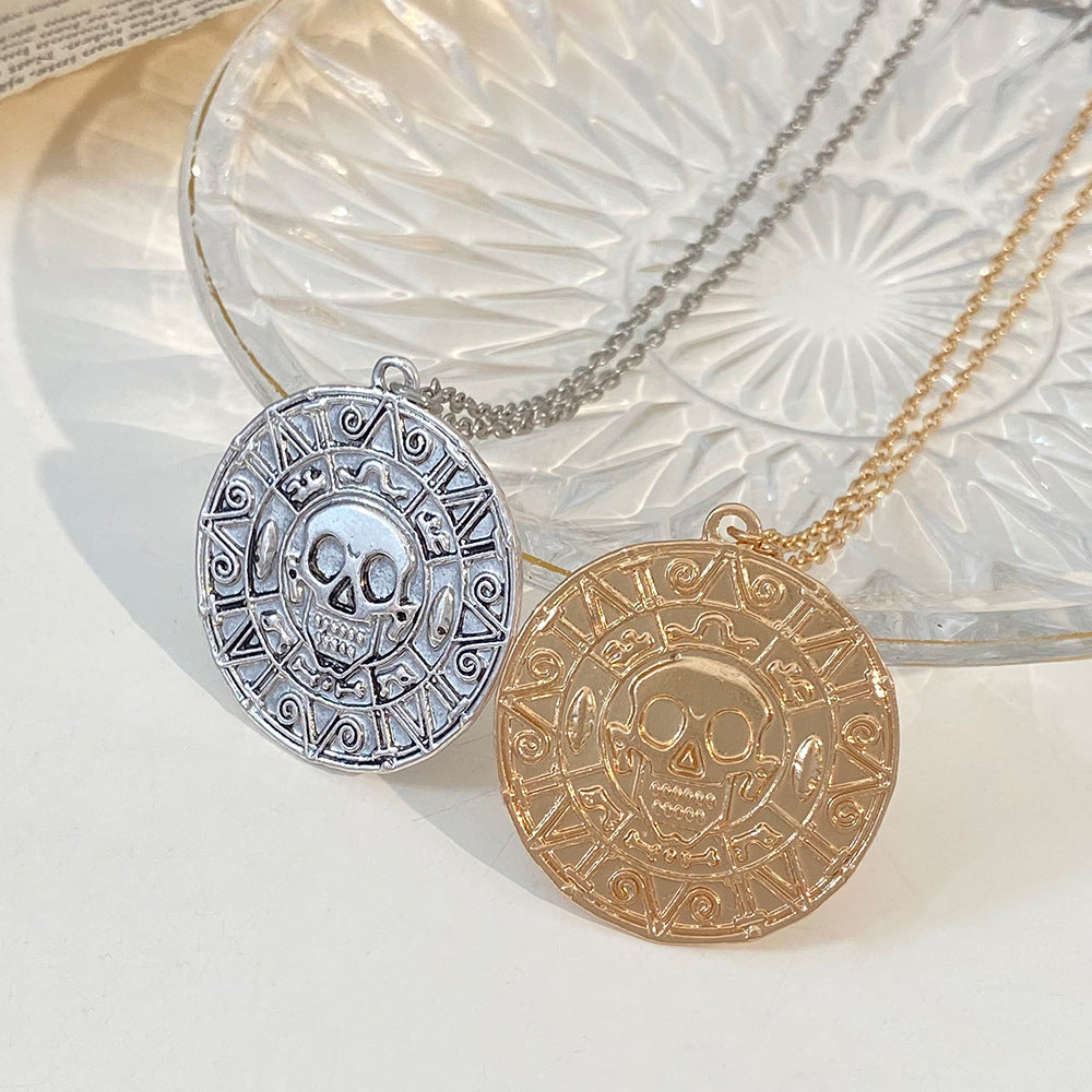 Wholesale Movie Aztec Coin Skull Pendant Necklace Men S Chain Jewelry Fashion Accessory OLY Exclusive Gift