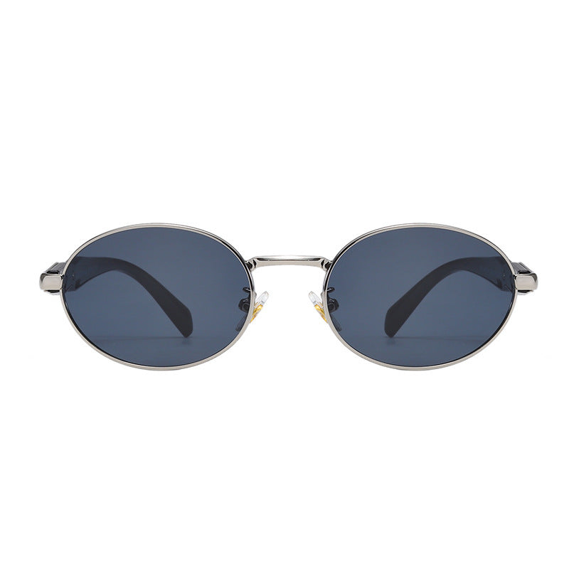 Wholesale Sunglasses metal oval small frame men's and women's personality high-end sunshade glasses retro Hong Kong style sunglasses
