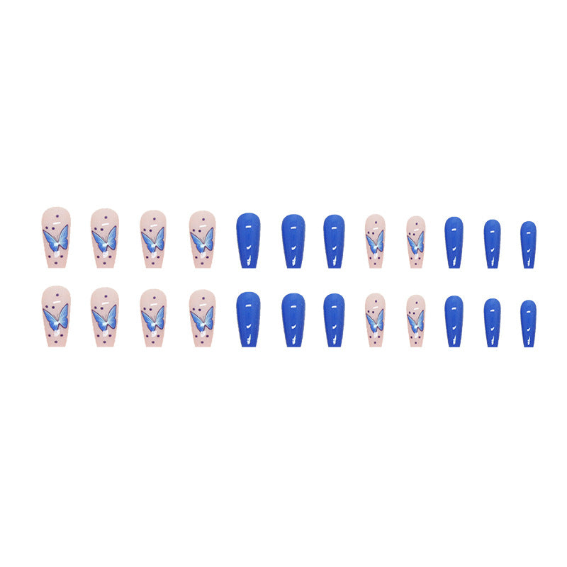 Wholesale Blue Butterfly Cool Sensation Powder Sheer Nail Stickers