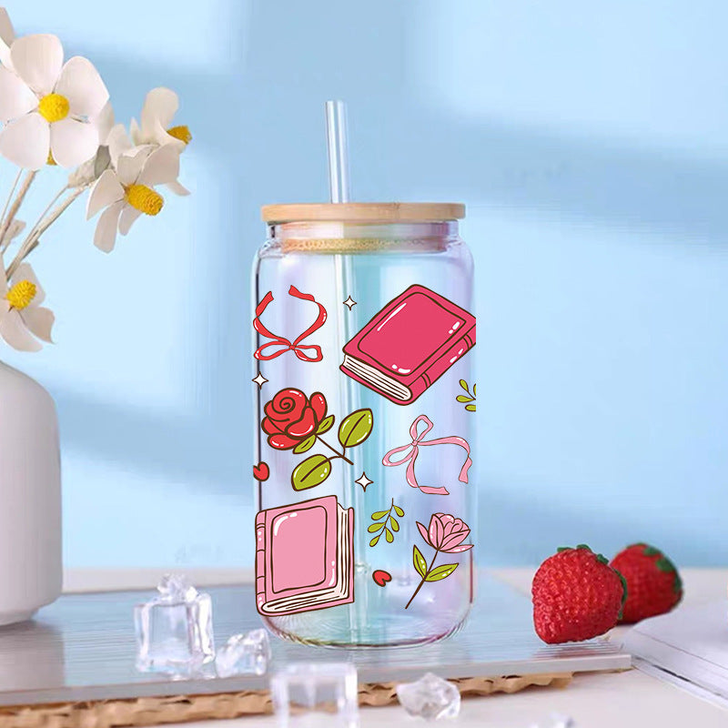 Wholesale Uv Transfer Sticker Glass Cup Crystal Label 16oz Cup UV DTF Wraps