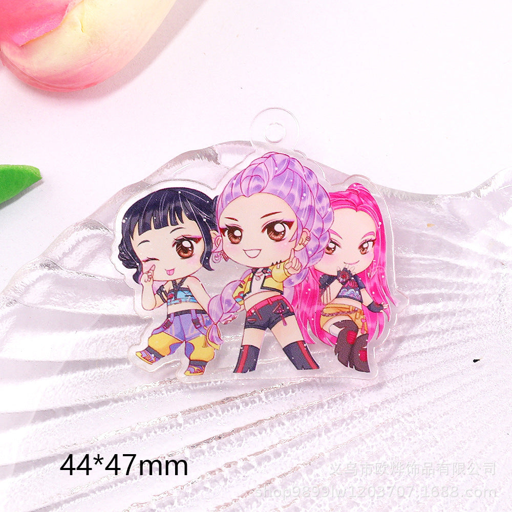 Wholesale 10pcs/ pack Cartoon Girl Cute Pendant Acrylic DIY Accessories