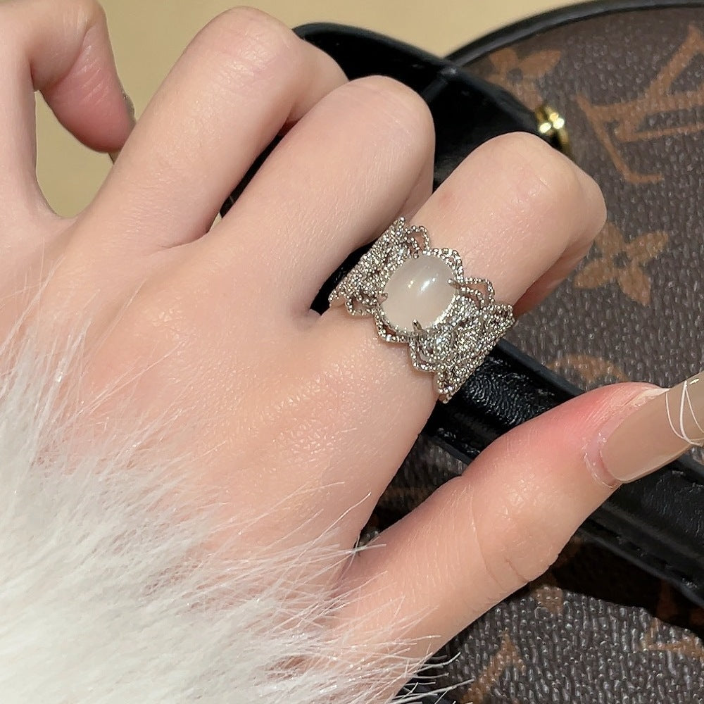 Wholesale Middle Ages Brushed 925 Sterling Silver Light Luxury High-end Gold Rings