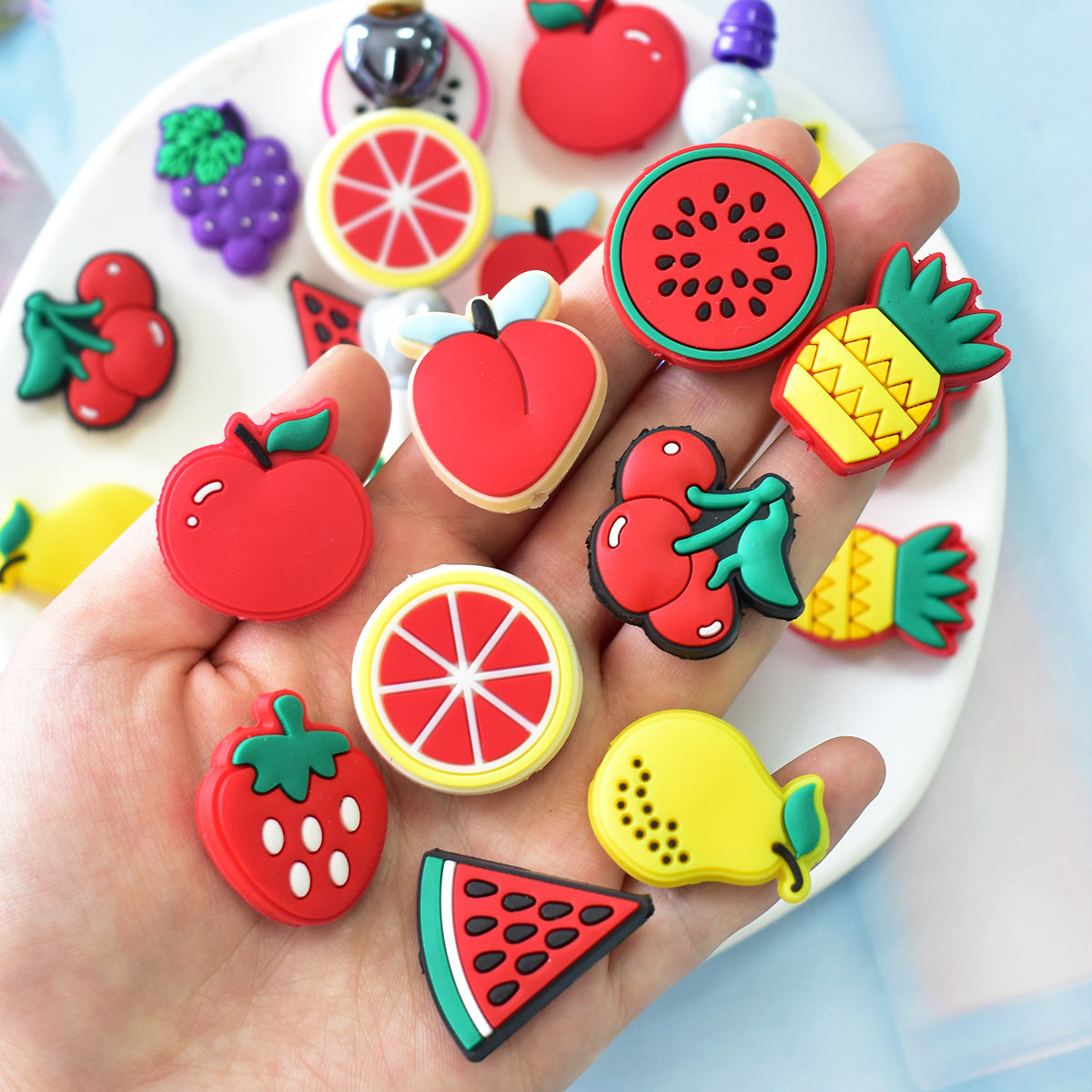 Wholesale  Random 100pcs/pack  Cute cartoon fruit series soft gel ballpoint pen beads