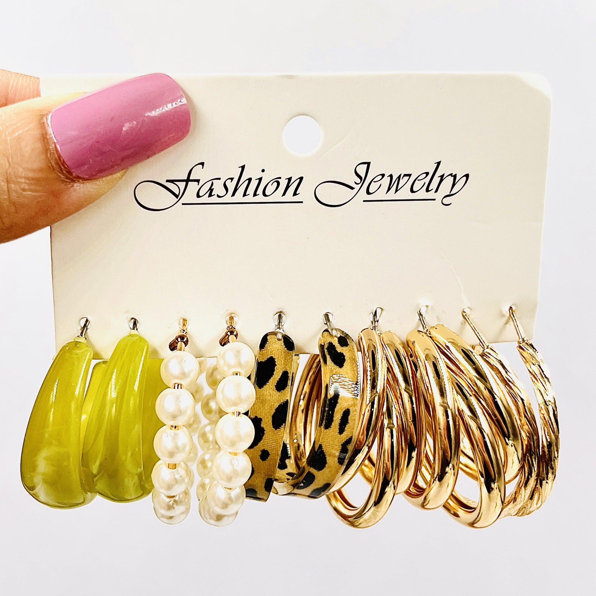 Wholesale Metal C Shape Acrylic Earrings Set