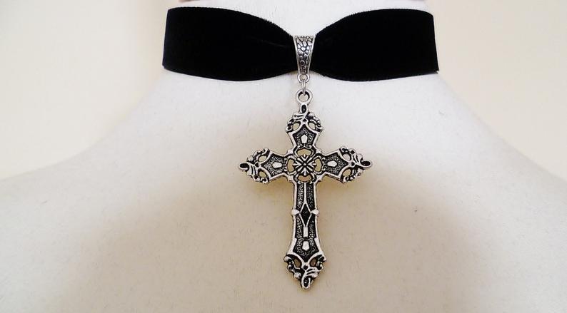 Wholesale Velvet Belt Cross Necklace Faith Bless Lucky Peace Cross Necklace Cross Border Jewelry