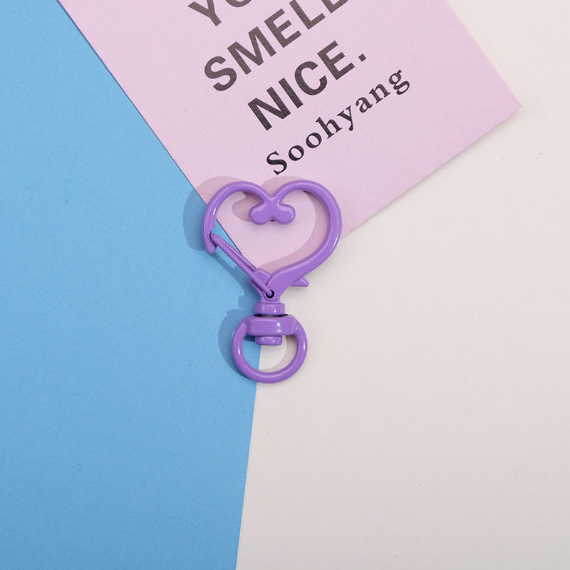 Wholesale Heart Shape Paint Color DIY Material Keychain Metal Accessories