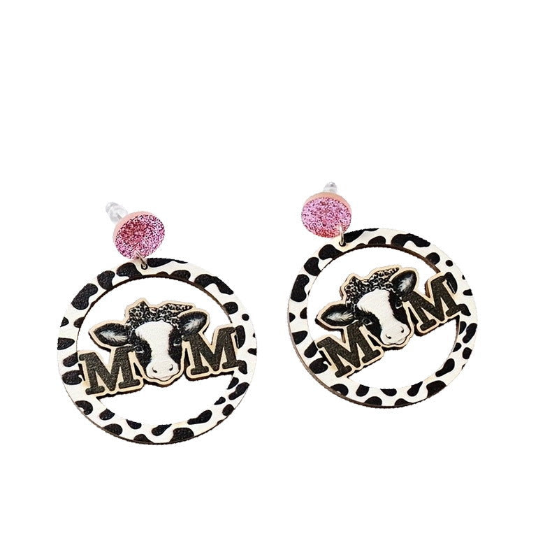 Wholesale Sunflower Daisy Butterfly Personalized Leopard Stripe Yak Cow Retro Earrings