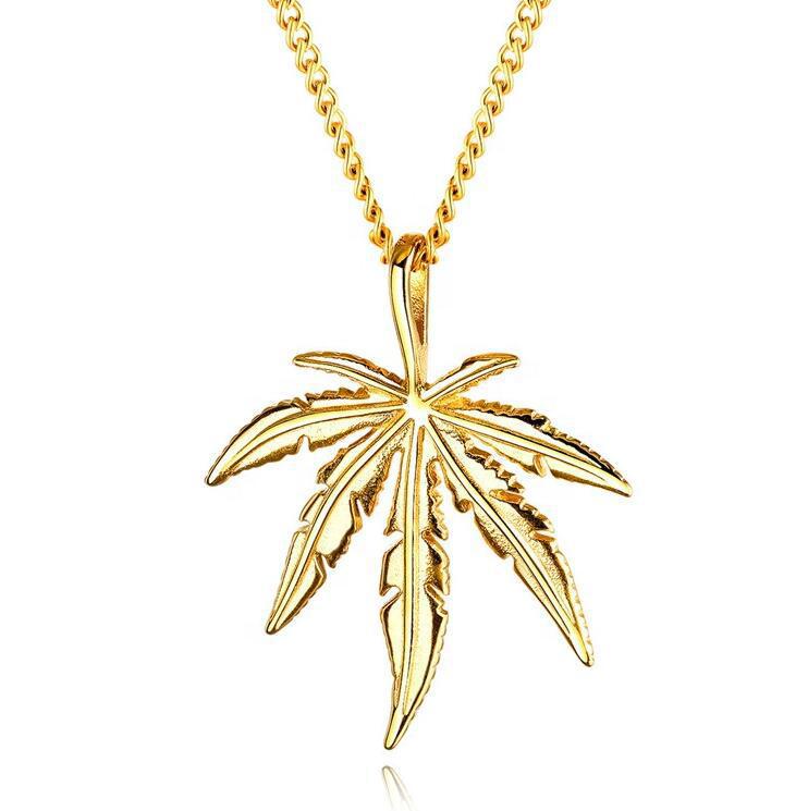 Wholesale Retro Hip Hop Maple Leaf Men's Necklace