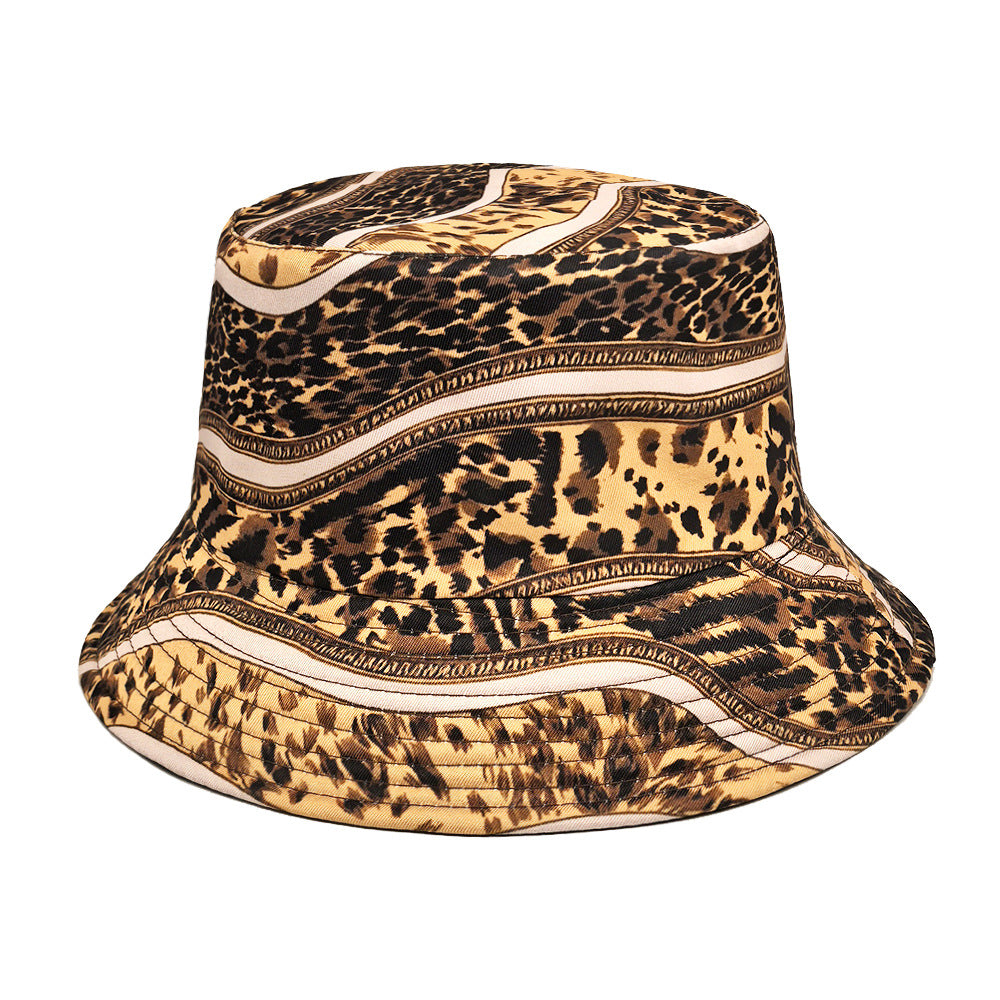 Wholesale Sun protection beach hat leopard print bucket hat