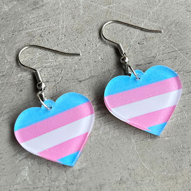 Wholesale Rainbow Multicolor Heart Shaped Acrylic Earrings