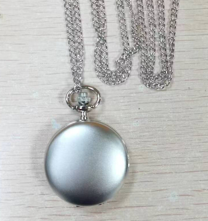 Wholesale Stainless Steel Outdoor Sports Glossy Quartz Matte Silver Creative Pocket Watch