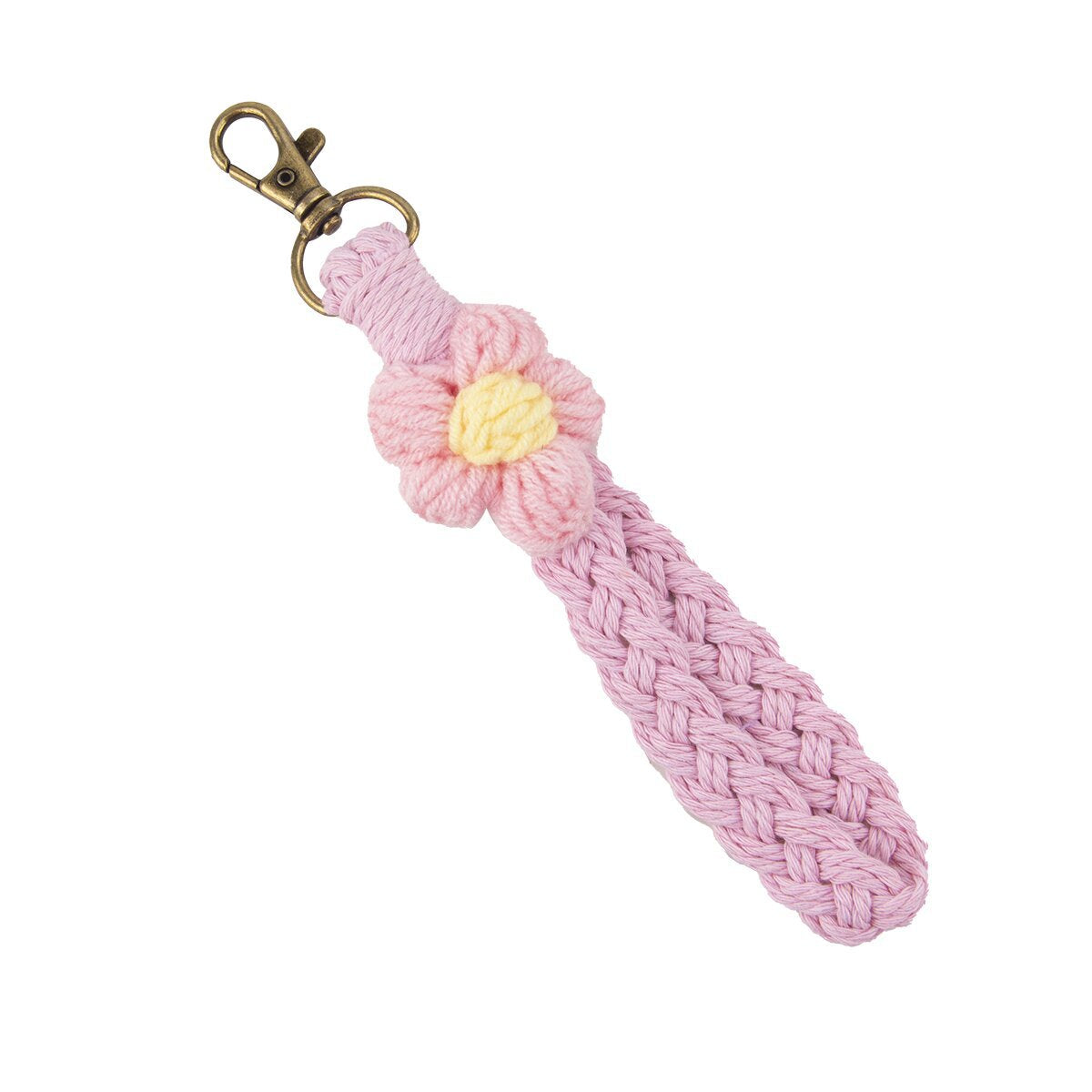 Wholesale Flower Handmade Woven Cotton Rope Keychains