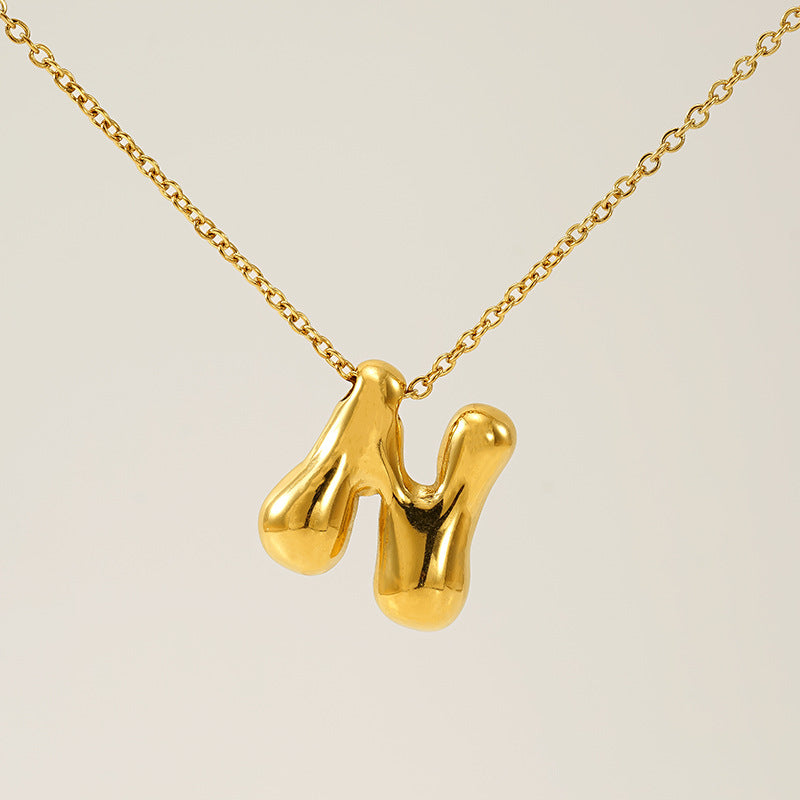 Wholesale Glossy bubble letter necklace for women 26 English letter pendants