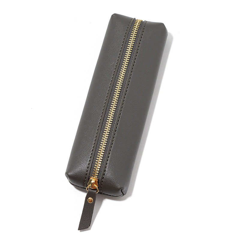Wholesale Leather Pencil Case Large Capacity Zipper Stationery Storage Bag