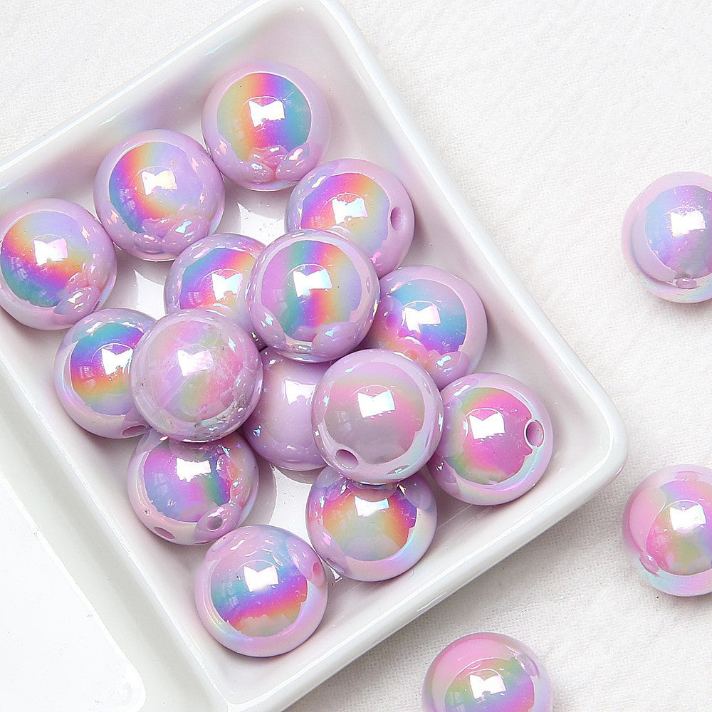 Wholesale 20pcs acrylic plated color beaded hand-painted beads ovules diy