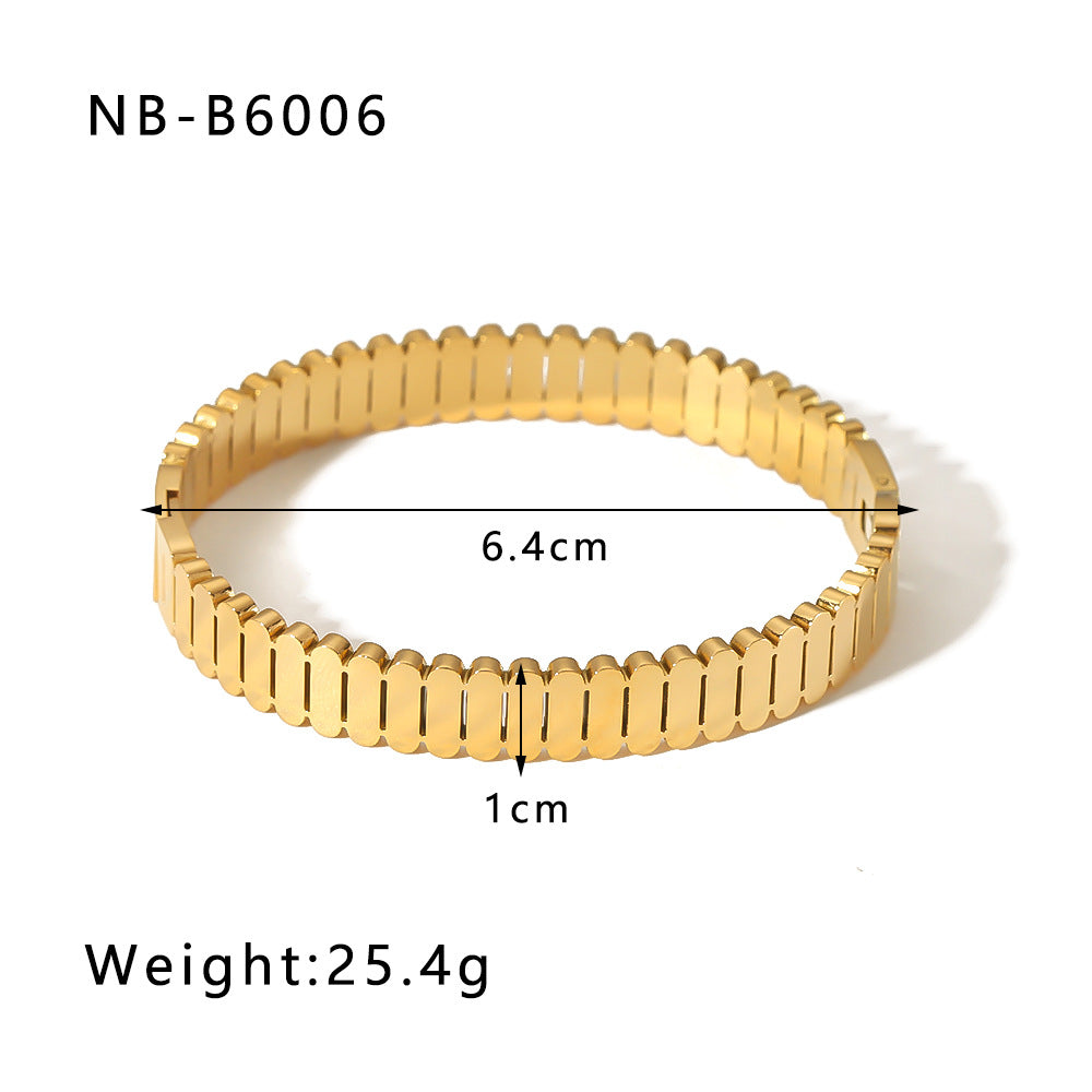 Wholesale Zircon Roman Numeral Diamond Five-pointed Star Stainless Steel Gold Plated Bracelet