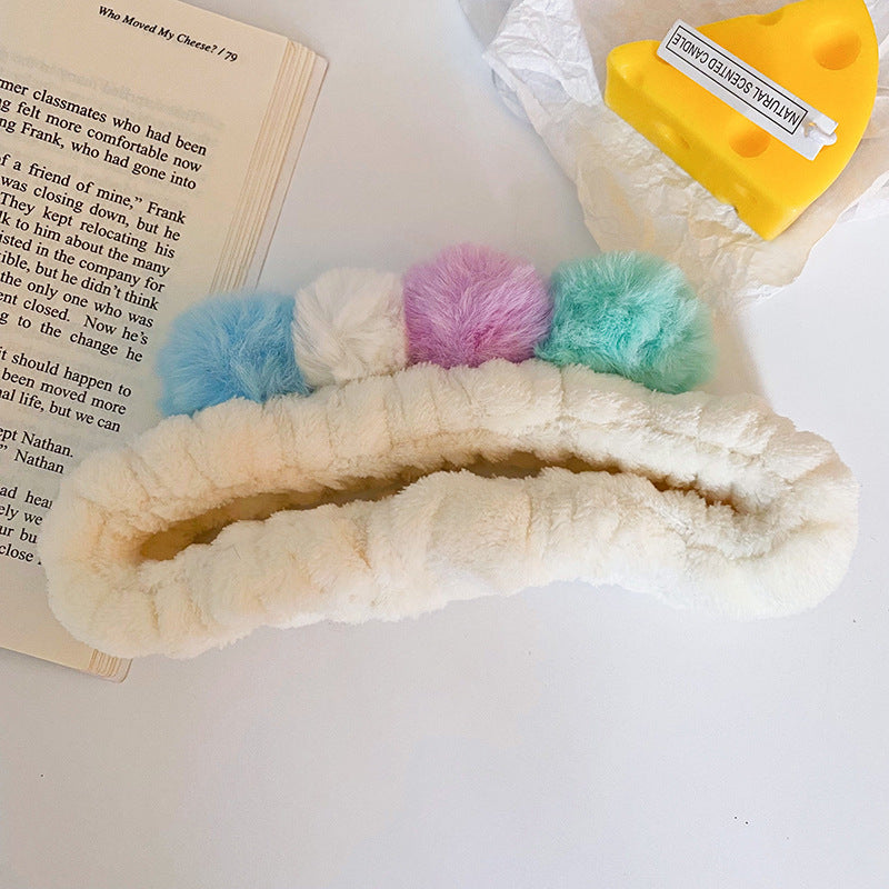 Wholesale Fabric Colored Plush Ball Hair Hoop