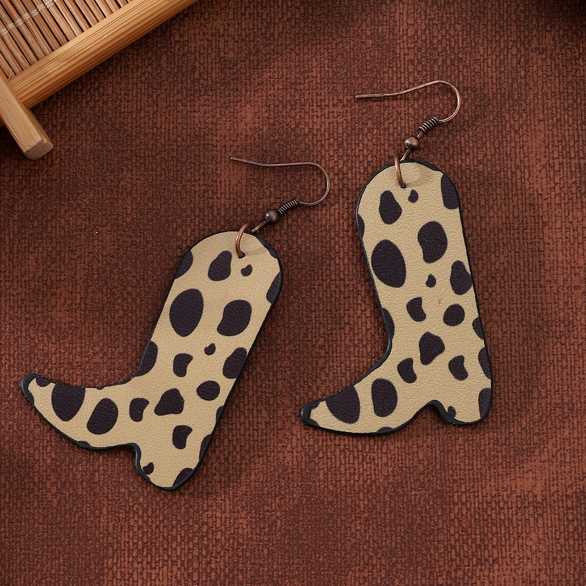 Botas al por mayor Pendientes de borde engrasado de leopardo