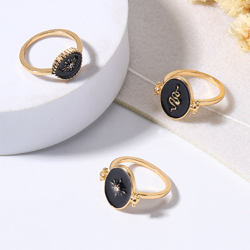 Wholesale French Retro Disc Diamond Starburst Sun Stacking Ring Set