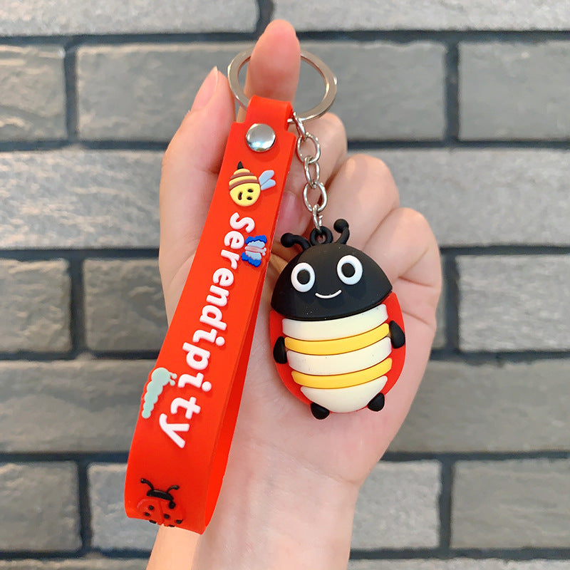 Wholesale Dragonfly Seven-star Ladybug Silicone Insect Keychain